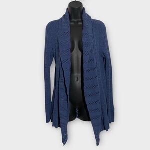 Sonoma Life + Style Blue Open Front Shawl Collar Long Sleeve Cardigan Size Small
